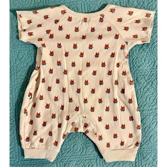 Oeuf Abstract Fox Kimono Wrap Short Sleeve Baby 100% Pima Cotton Romper 6-9 Mons - Picture 2 of 6